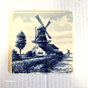 Vintage Dutch Handmade Delft Blue Tile
